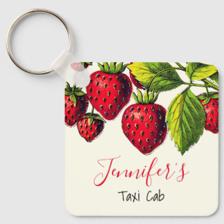 Personalized Vintage Strawberry Graphic Keychain