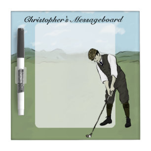 Personalized Vintage style golfer Putting Dry-Erase Board