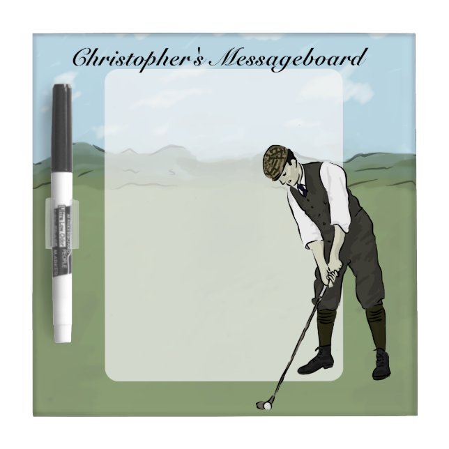 Personalized Vintage style golfer Putting Dry-Erase Board (Front)