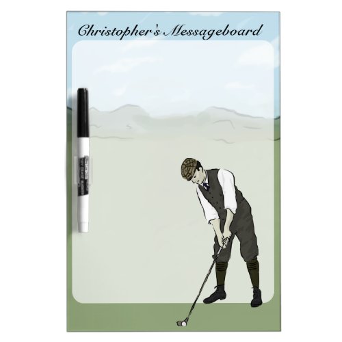 Personalized Vintage style golfer putting Dry_Erase Board