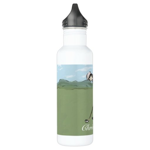Personalized Vintage style golfer putting Stainless Steel Water Bottle ...