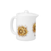 Personalized Vintage Sunflowers Teapot (Left)