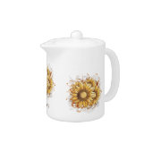 Personalized Vintage Sunflowers Teapot (Right)