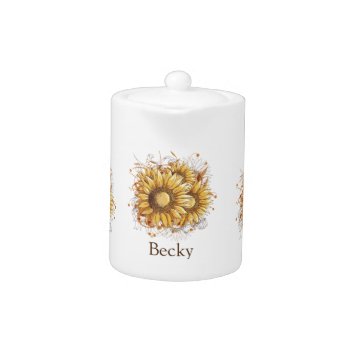 Personalized Vintage Sunflowers Teapot by PersonalizationShop at Zazzle