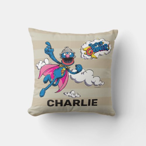 Personalized Vintage Super Grover Throw Pillow