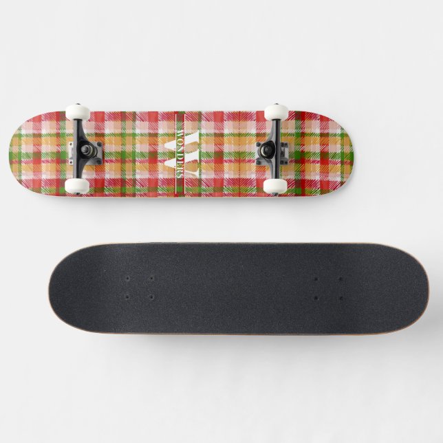 Personalized Vintage Tartan Plaid Print Skateboard (Horz)