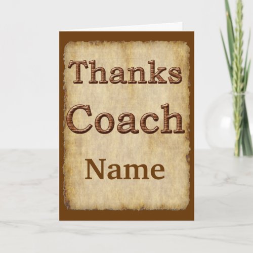 Personalized Vintage Thanks Coach Card Coach Name Thank You Card