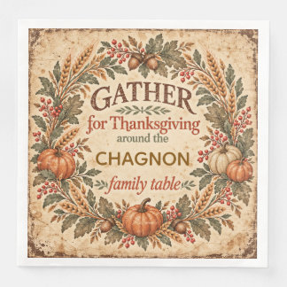 Personalized Vintage Thanksgiving Paper Dinner Nap Napkins
