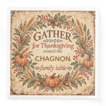 Personalized Vintage Thanksgiving Paper Dinner Nap