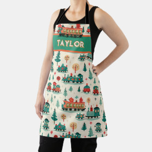 Personalized Vintage Train Christmas Apron