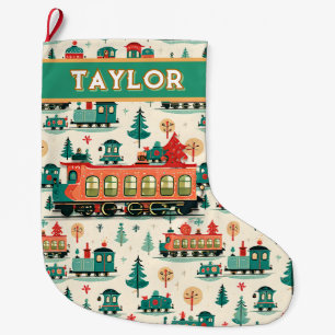 Personalized Vintage Train Christmas Large Christmas Stocking