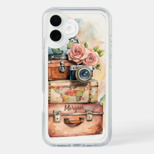 Personalized Vintage Travel Illustration iPhone 16 Plus Case