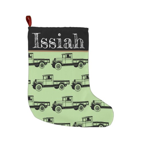 Personalized Vintage Truck Large Christmas Stocking