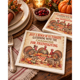 Personalized Vintage Turkey Friendsgiving Dinner N Paper Dinner Napkins