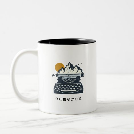 Personalized Vintage Typewriter Mountain Gift Two-Tone Coffee Mug