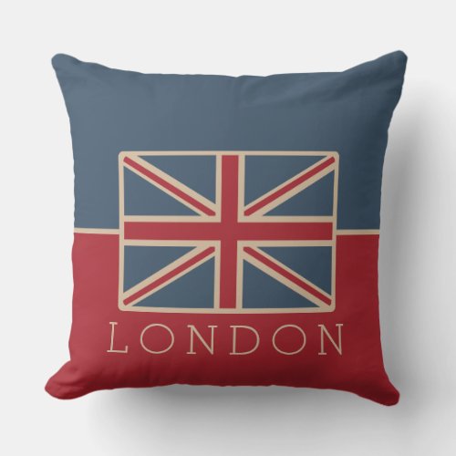 Personalized Vintage UK Flag Throw Pillow