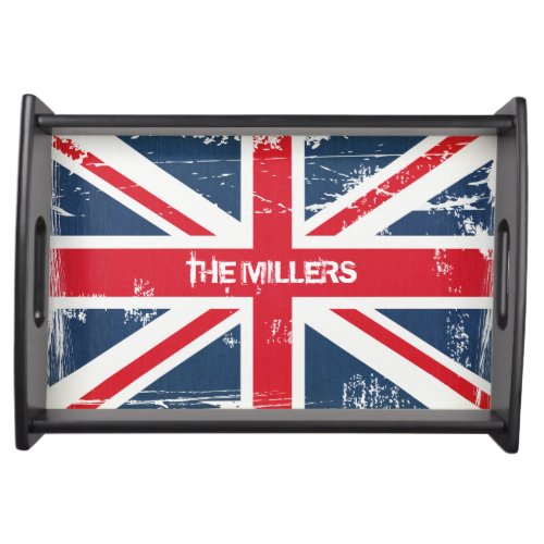 Personalized Vintage UK Flag Union Jack Serving Tray