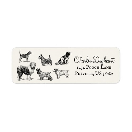 Personalized Vintage Victorian Various Dog Breeds Label
