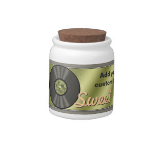 Personalized Vintage Vinyl Record Candy Jar