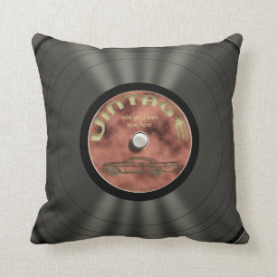 Personalized Vintage Vinyl Record Throw Pillow