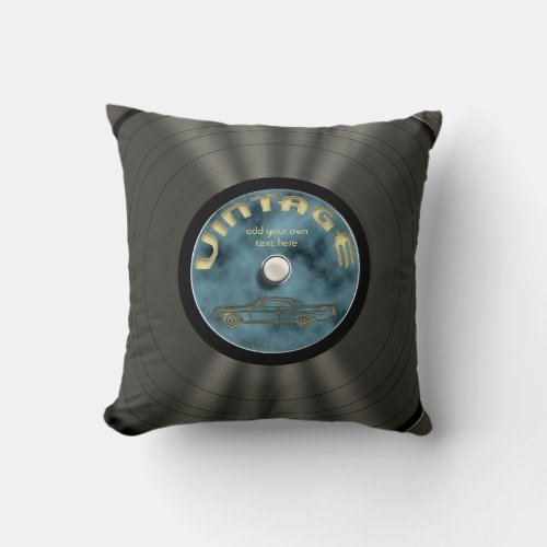 Personalized Vintage Vinyl Record Throw Pillow
