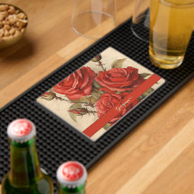 Personalized Vintage Watercolor Floral Red Roses