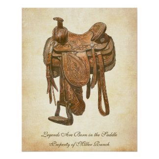 Personalized Vintage Western Saddle Poster