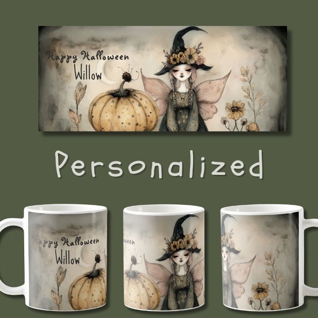 Personalized Vintage Whimsical Halloween Witch,   Coffee Mug (Creator Uploaded)