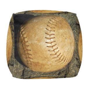 Personalized Vintage White Baseball  pillow block