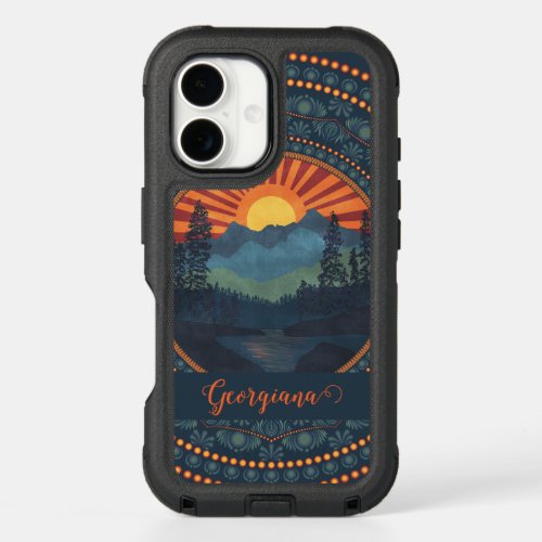Personalized Vintage Wilderness Sunset Dot Mandala iPhone 16 Case