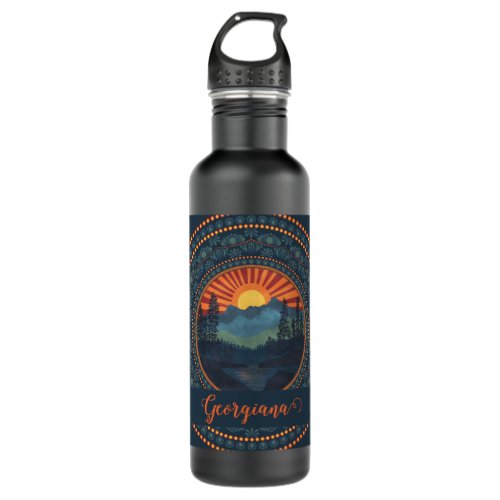 Personalized Vintage Wilderness Sunset Dot Mandala Stainless Steel Water Bottle