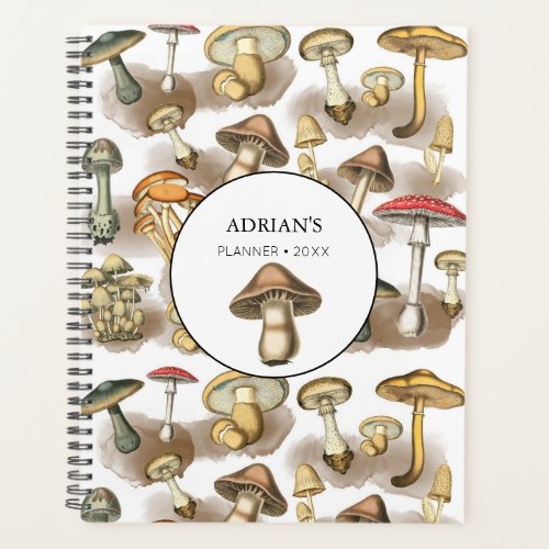 Personalized Vintage Woodland Forest Mushrooms Planner