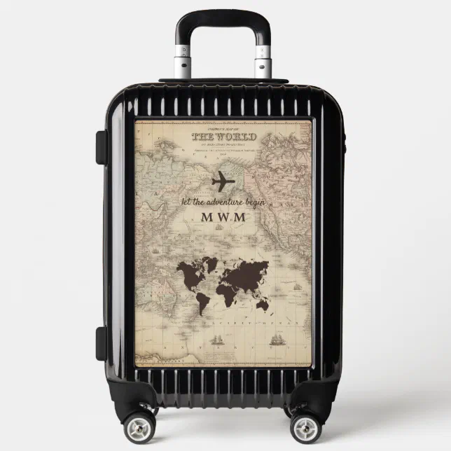 vintage world map luggage        <h3 class=