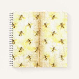 Personalized Vintage Yellow Honeybee Notebook