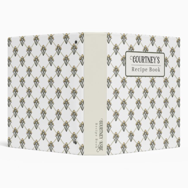 Personalized Vintage Yellow Tulip Recipe Binder (Background)
