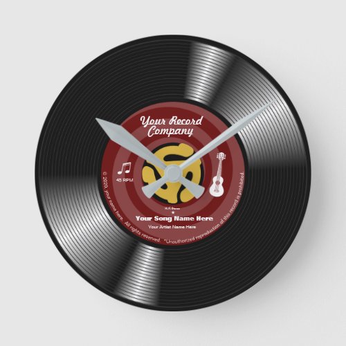 Personalized Vinyl 45 Record Round Clock