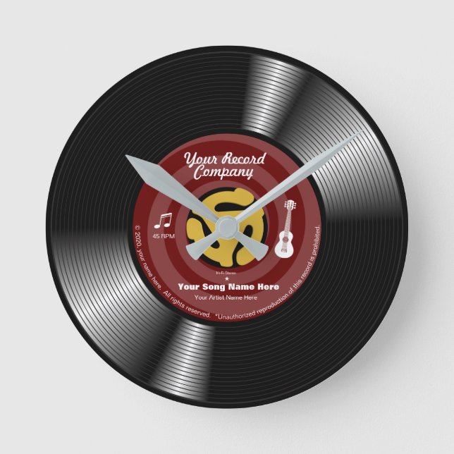 Personalized Vinyl 45 Record Round Clock (Front)