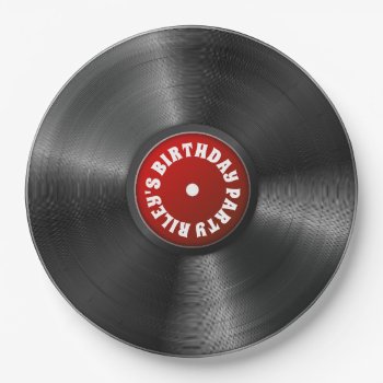 Personalized Vinyl Album Record Red Party Paper Plates by Everything_Grandma at Zazzle