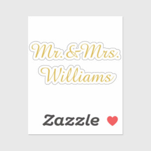 Personalized Vinyl Custom Wedding Sign Gold Name Sticker