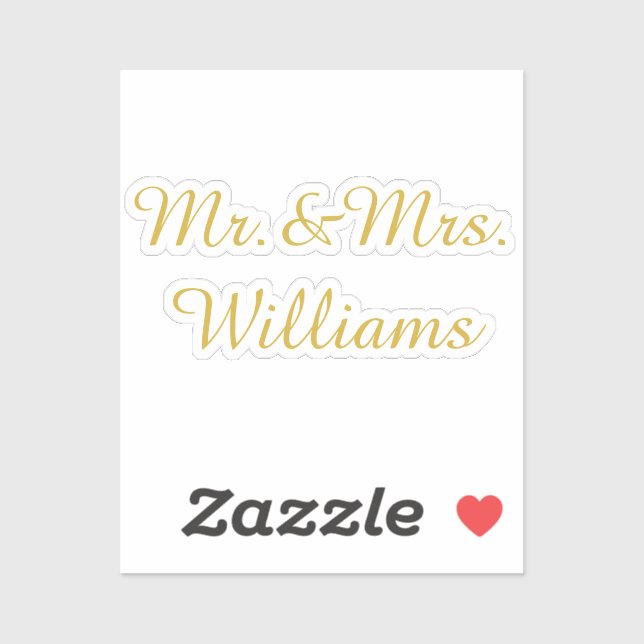 Personalized Vinyl Custom Wedding Sign Gold Name Sticker (Sheet)