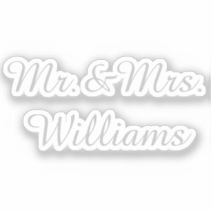Personalized Vinyl Custom Wedding Sign Silver Name Sticker