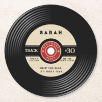 Personalized Vinyl Record Birthday Paper Coasters
