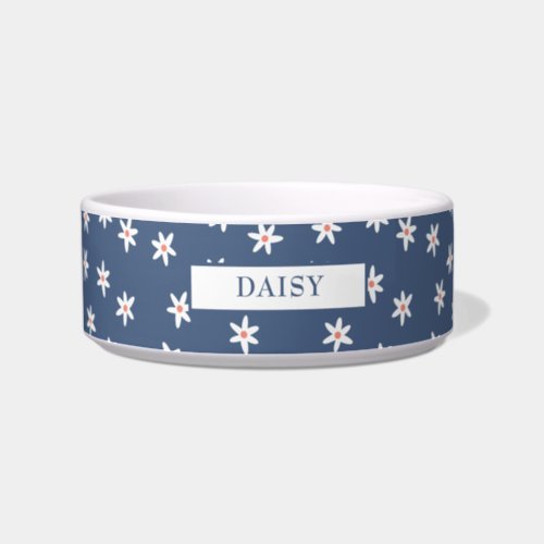 Personalized Violet and White Daisy Floral Pattern Bowl