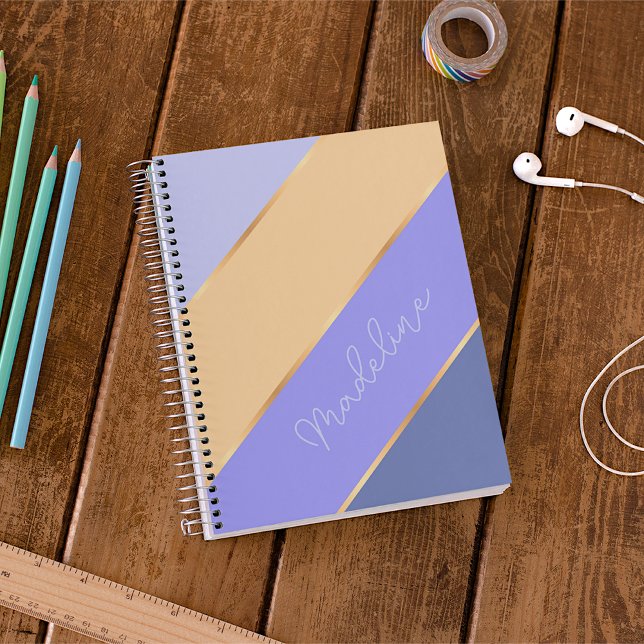 Personalized Violet Blue Purple Yellow Gold Stripe Planner (Creator Uploaded)