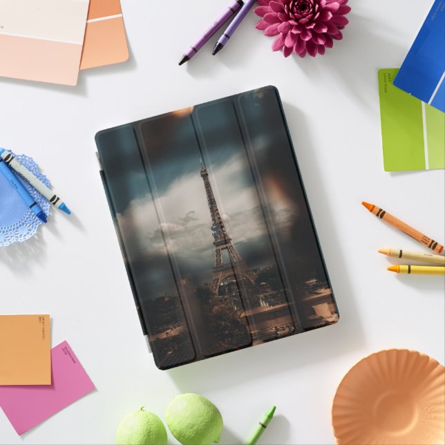 Personalized Violet Eiffel Tower iPad Air Cover (In Situ)