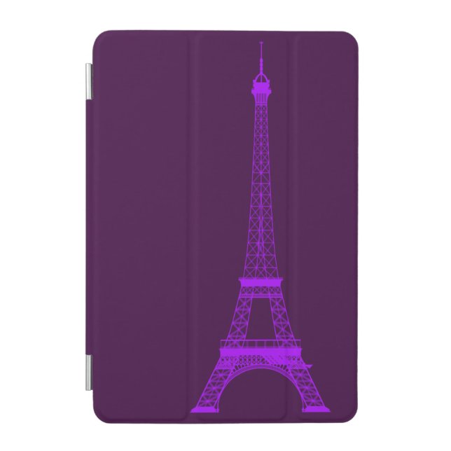 Personalized Violet Eiffel Tower iPad Mini Cover (Front)