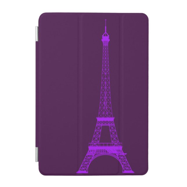 Personalized Violet Eiffel Tower iPad Mini Cover (Front)