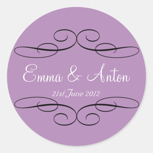 Personalized Violet Filigree Favor  sticker (Front)
