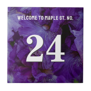 Personalized violet iris House / Apartment Number Ceramic Tile