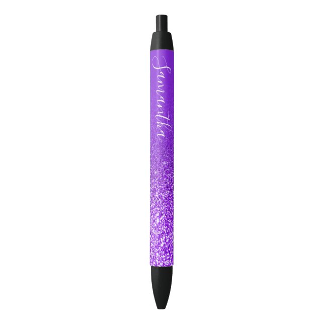 Personalized Violet Purple Ombre Glitter Pen (Front Vertical)